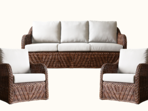 Batavia Wicker 3 Seater Sofa Suite - Smoked Oak