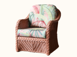 Batavia Wicker Armchair in Italian Clay with Catherine Martin La Palma Upholstery