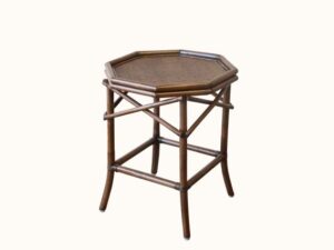 Cancun Rattan Octagonal Side Table - Brown Wash angle colonial hamptons. raffles plantation furniture