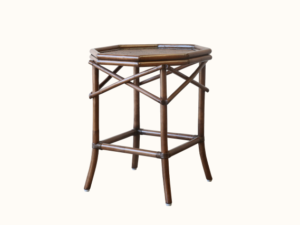 Cancun Rattan Octagonal Side Table - Brown Wash angle colonial hamptons. raffles plantation furniture