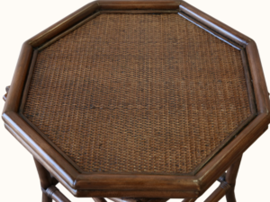 Cancun Rattan Octagonal Side Table - Brown Wash top weave