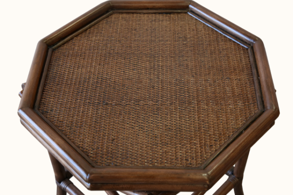 Cancun Rattan Octagonal Side Table - Brown Wash top weave