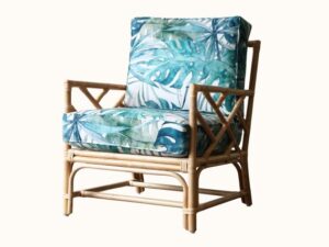 Chippendale Rattan Armchair Natural with Cadessi Blue Lagoon Upgrade