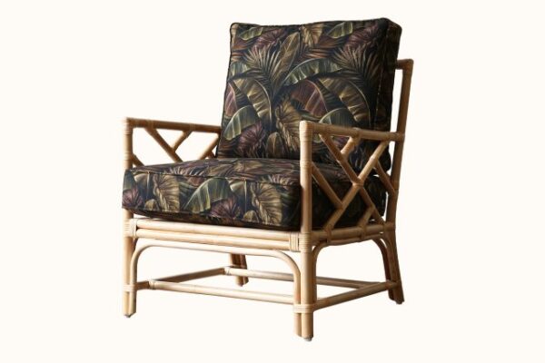 Chippendale Rattan Armchair Natural with Cadessi Jungle Noir Upgrade