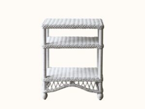 Hartley 3 Shelf Wicker Side Table - White