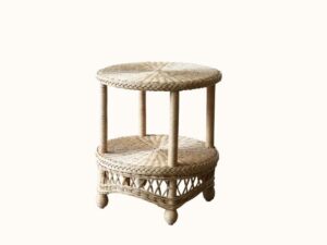 Hartley Round Wicker Side Table in Natural