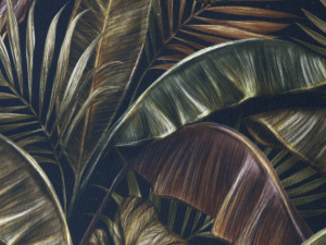 Cadessi Premium Jungle Noir Fabric Tropical Palm Leaf Colonial Raffles Island