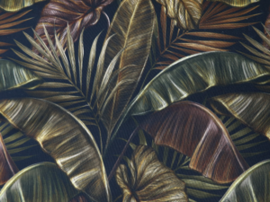 Cadessi Premium Jungle Noir Fabric Tropical Palm Leaf Colonial Raffles Island