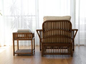 Key Largo Split Cane Armchair & Side Table - Brown Wash Coastal Style