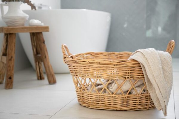 Wicker Washing Laundry Basket Oval Natural Rattan Cane Storage Coastal eco-friendly