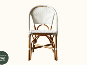 Miami Woven Bistro Chair - Natural & White. Hamptons, Federation, Halcyon House, Cabarita Beach, French Cafe, London, European, Coastal