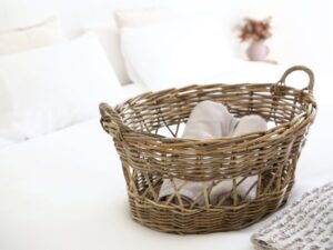 Wicker Washing Laundry Basket Oval Natural Rattan Cane Storage Coastal eco-friendly Kubu Grey