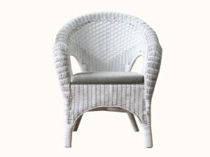 Coastal Federation Hampton Cape English Conservatory Patio White Wicker Chair Table Veranda Setting.