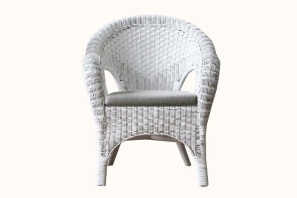 Coastal Federation Hampton Cape English Conservatory Patio White Wicker Chair Table Veranda Setting.