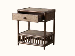 President Rattan Bedside Table Open Drawer - Brown Wash