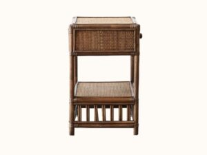 President Rattan Bedside Table Side Angle - Brown Wash