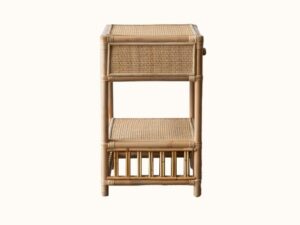 President Rattan Bedside Table Side Angle - Natural