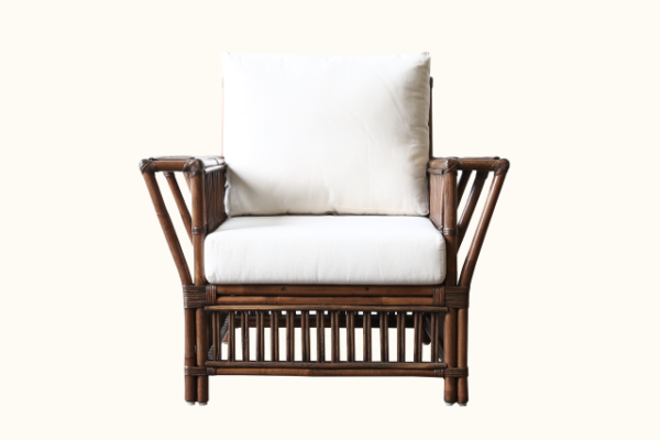 President Rattan Armchair Brown Wash Coastal, Federation Colonial plantation raffles American Palm Beach Cane Bamboo