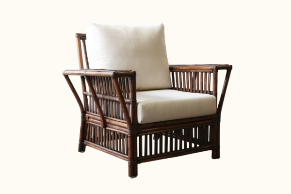 President Rattan Armchair Brown Wash Coastal, Federation Colonial plantation raffles American Palm Beach Cane Bamboo