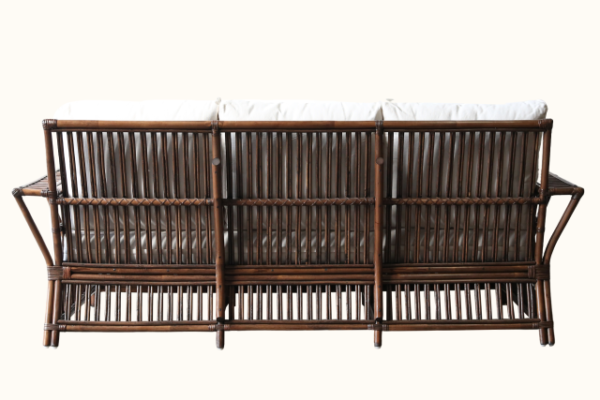 President Rattan 3 Seater Lounge Brown Wash Coastal, Federation Colonial plantation raffles American Palm Beach Cane Bamboo