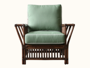 Rattan Armchair Coastal, Federation Colonial plantation raffles American Palm Beach Cane Bamboo Sage Green Cushions