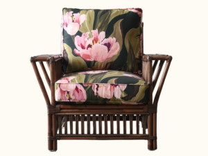 Rattan Armchair Coastal, Federation Colonial plantation raffles American Palm Beach Cane Bamboo Floral Cushions