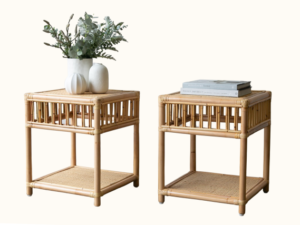 President Rattan Side Table Natural Pair