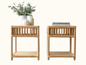 President Rattan Side Table Natural Pair