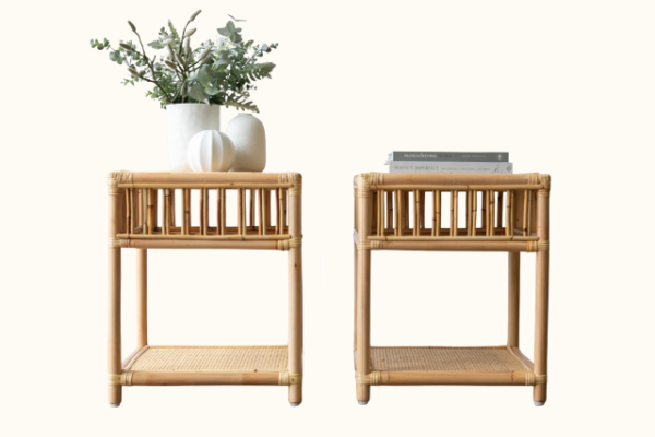 President Rattan Side Table Natural Pair