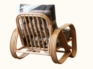 Premium Pretzel Rattan Armchair - Natural Catherine Martin La Palma Linen Fabric Mokum James Dunlop