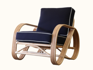 Pretzel Rattan Armchair - Natural Navy White Piping