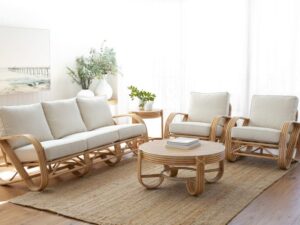 Pretzel Rattan Lounge Suite Natural Coastal Neutral