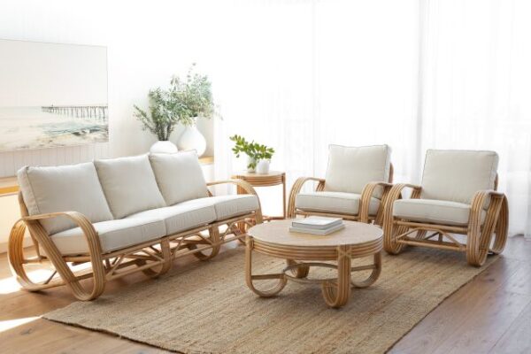 Pretzel Rattan Lounge Suite Natural Coastal Neutral