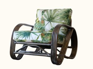 Pretzel Rattan Armchair Tobacco with Cadessi Wailea Sunset Upgrade