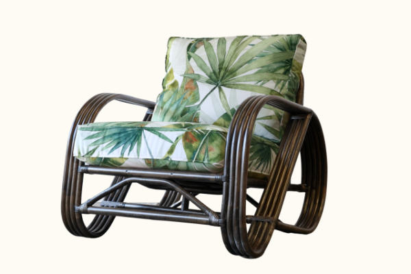 Pretzel Rattan Armchair Tobacco with Cadessi Wailea Sunset Upgrade