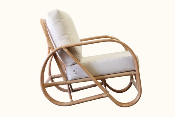 Pretzel Rattan Armchair - Natural Side Angle