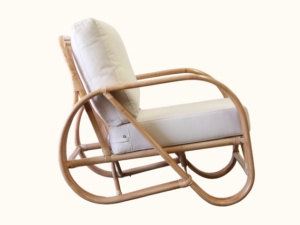 Pretzel Rattan Armchair - Natural Side Angle