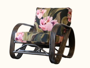 Pretzel Rattan Armchair with Cadessi Midsummer Tulips Cushions