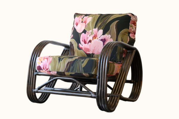 Pretzel Rattan Armchair with Cadessi Midsummer Tulips Cushions