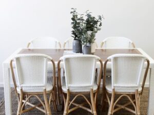 Tolix Woven Bistro Chair - Natural & White. Hamptons, Federation, Halcyon House, Cabarita Beach, French Cafe, London, European, Coastal