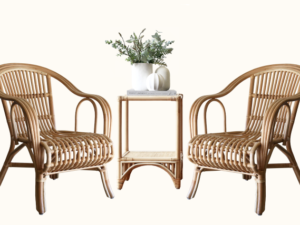 Truro Split Cane Veranda Setting. 2 Chairs & Table. Coastal, federation style