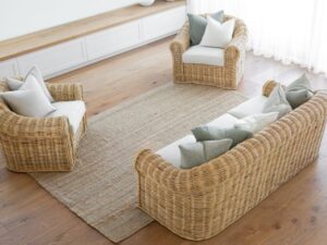 Vogue Wicker 3 Seater Lounge Suite Natural