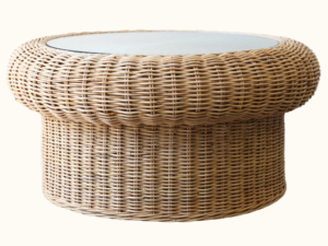 woven natural rattan coffee table