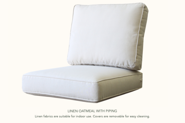 Upgrade Cushions to Linen Oatmeal with Piping