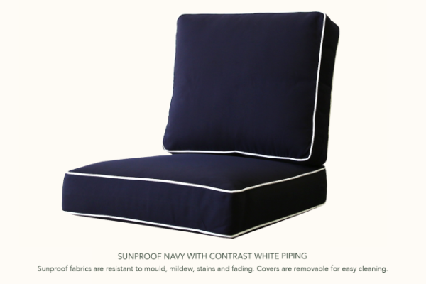 Upgrade to Sunproof Navy Contrast Piped Cushions