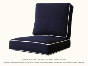 Upgrade to Sunproof Navy Contrast Piped Cushions