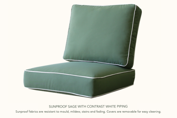 Upgrade to Sunproof Sage Contrast Piped Cushions